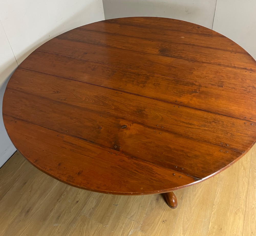 Solid cherry extending pedestal dining table circa 1930 View XV