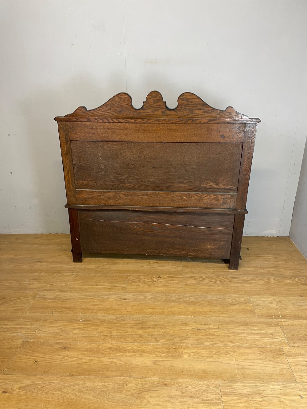 C19TH carved oak box settle  View XI
