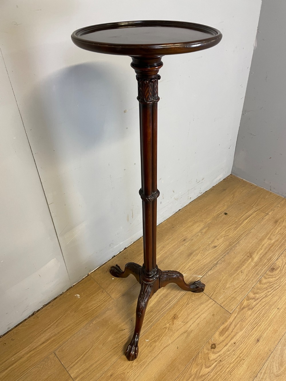 Edwardian fine quality carved mahogany torchere View II