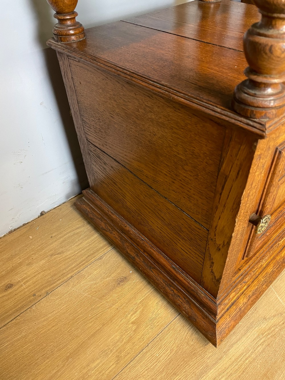 C19TH pair of French oak bedside cabinets with marble tops  View XIV