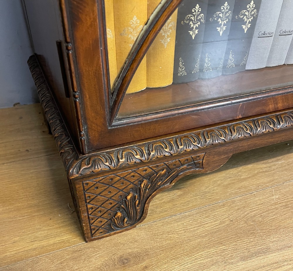 Edwardian carved Georgian style mahogany freestanding glazed bookcase  View VII