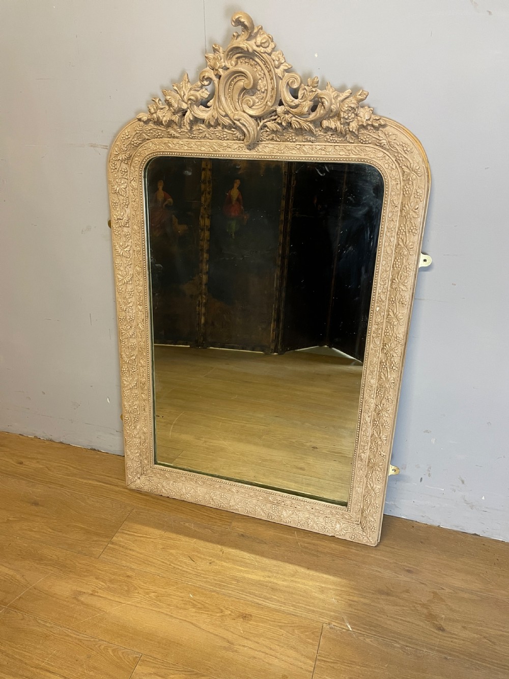 C19TH carved and painted pier mirror 