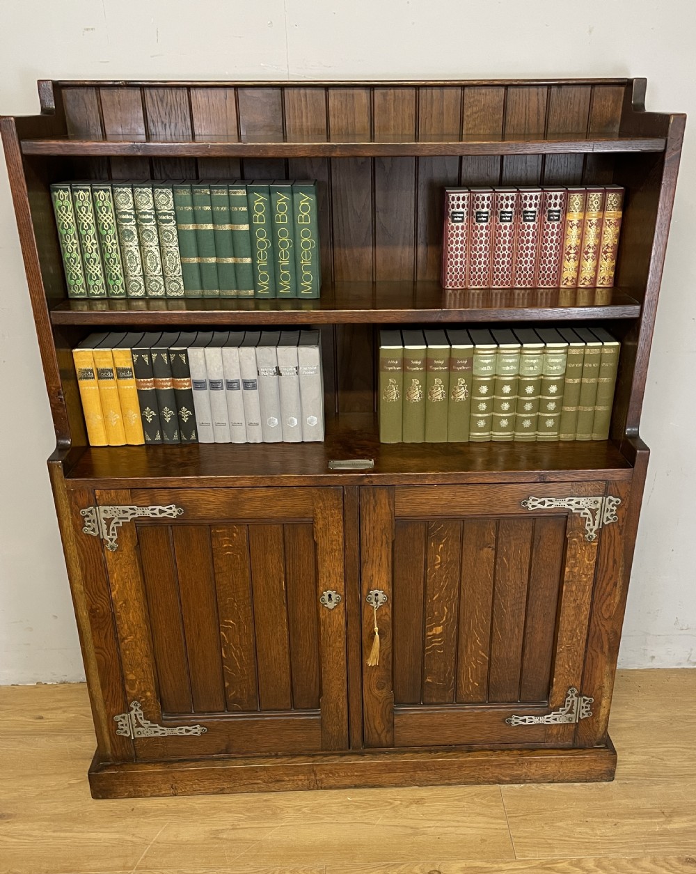 C19TH solid oak freestanding bookcase 
