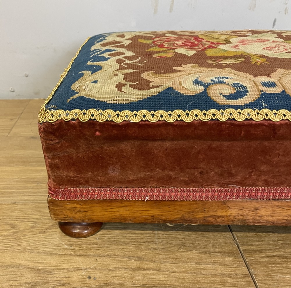 Victorian needlepoint foot stool  View II