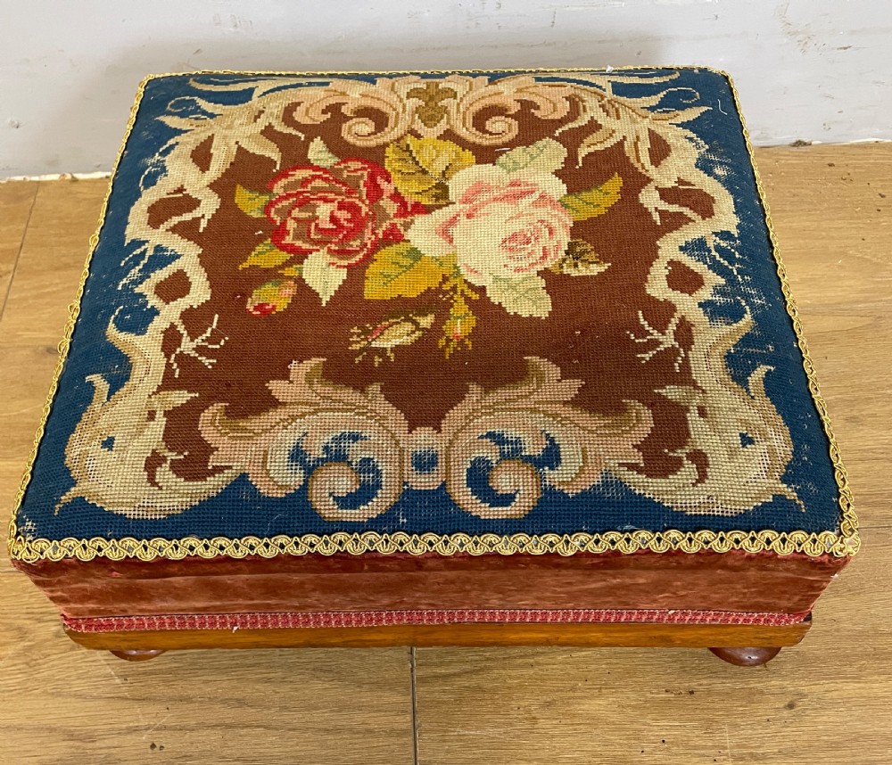 Victorian needlepoint foot stool  View III