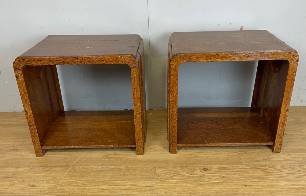 Art Deco pair of palm wood lamp tables  View II