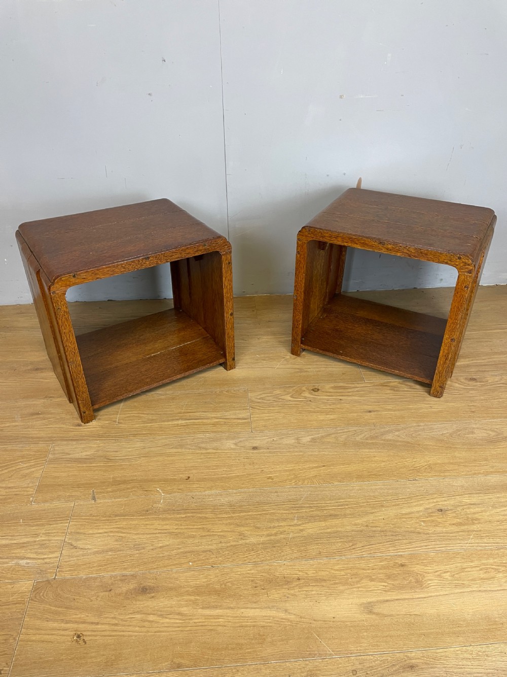 Art Deco pair of palm wood lamp tables  View X