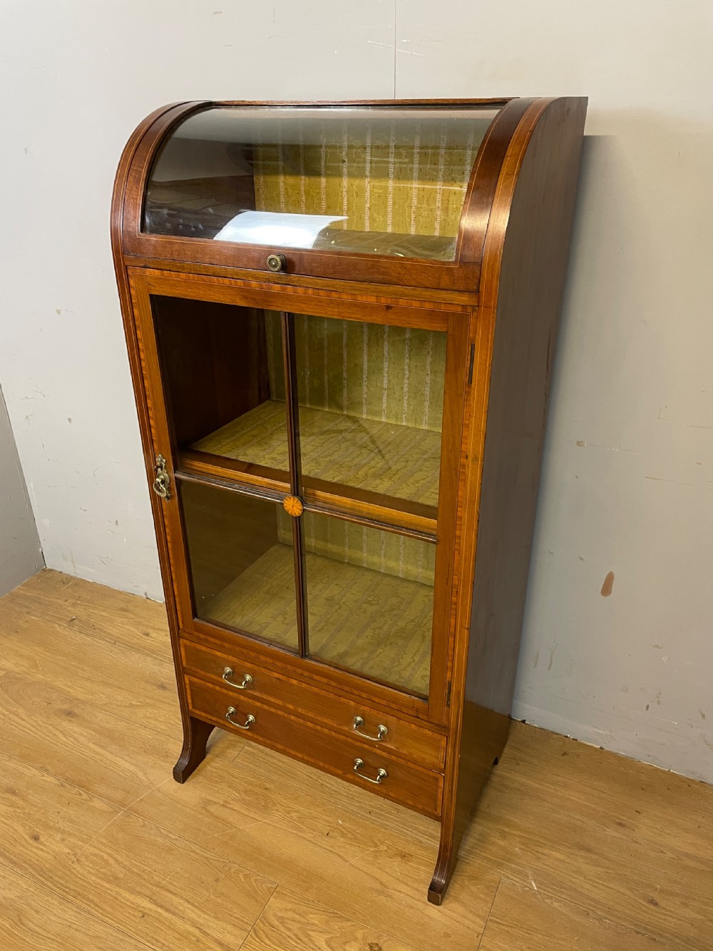 Sheraton revival inlaid mahogany display cabinet  View II