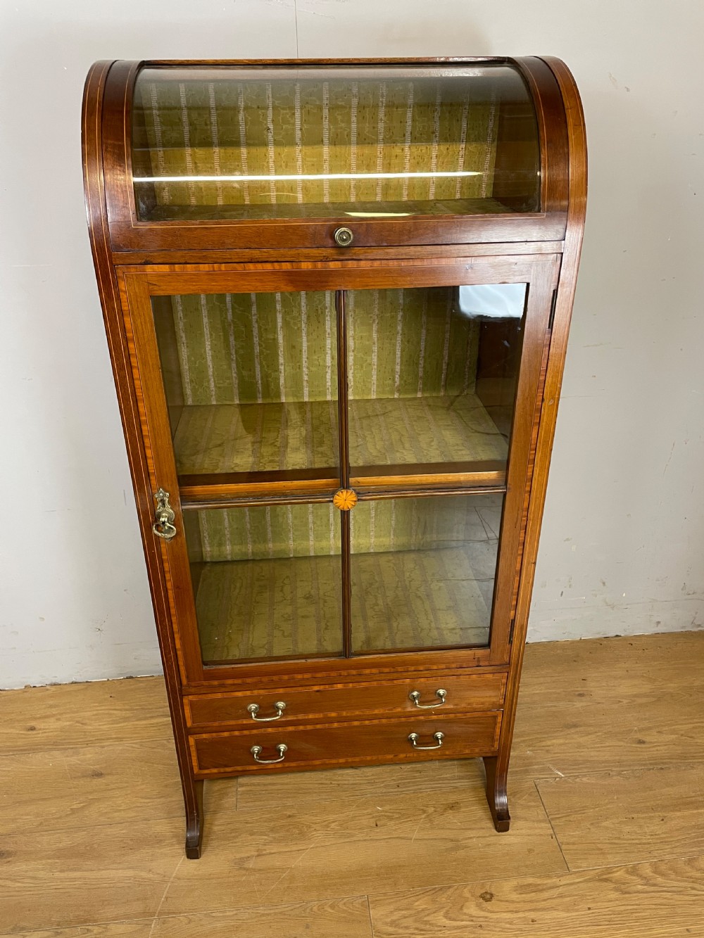 Sheraton revival inlaid mahogany display cabinet  View III