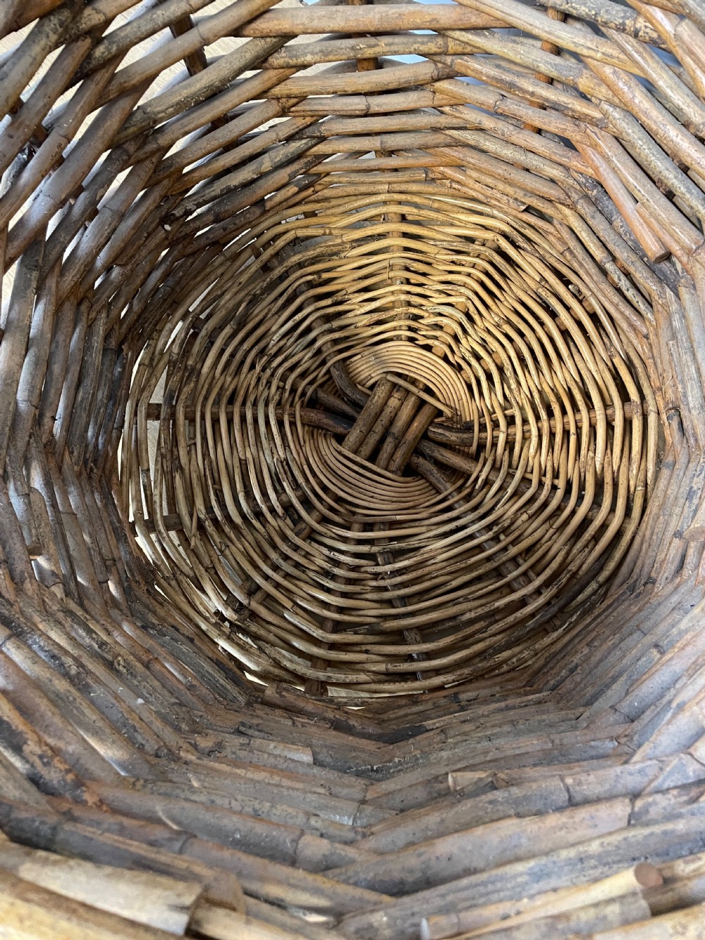 Country house oversize wicker log basket circa 1920 View IV