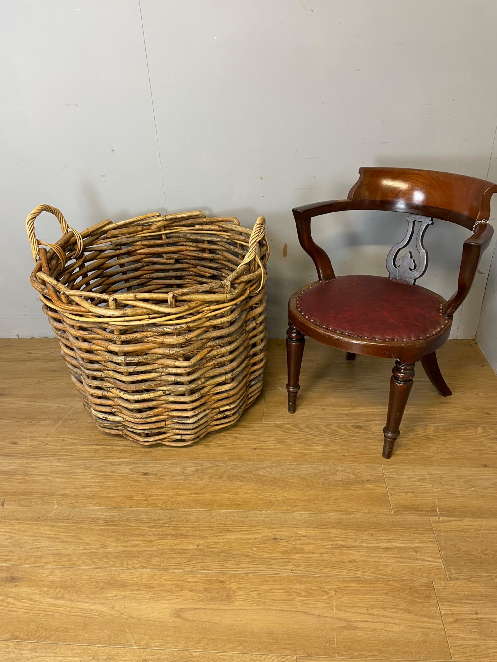 Country house oversize wicker log basket circa 1920 View VI
