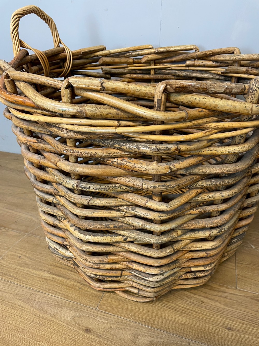 Country house oversize wicker log basket circa 1920 View VII
