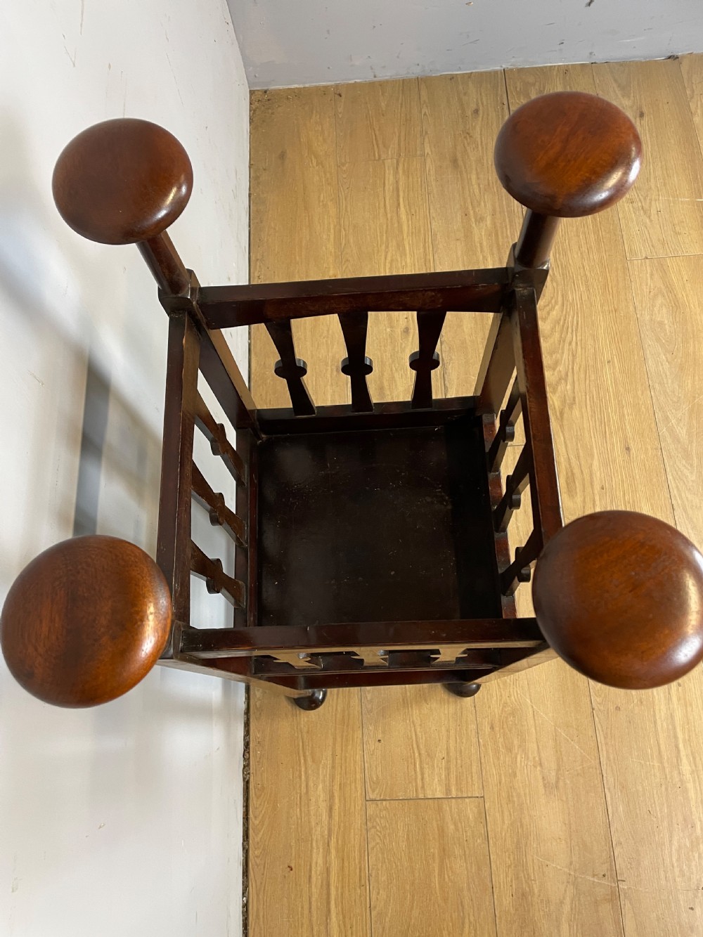 Arts and crafts stylised mahogany jardiniere stand  View VII