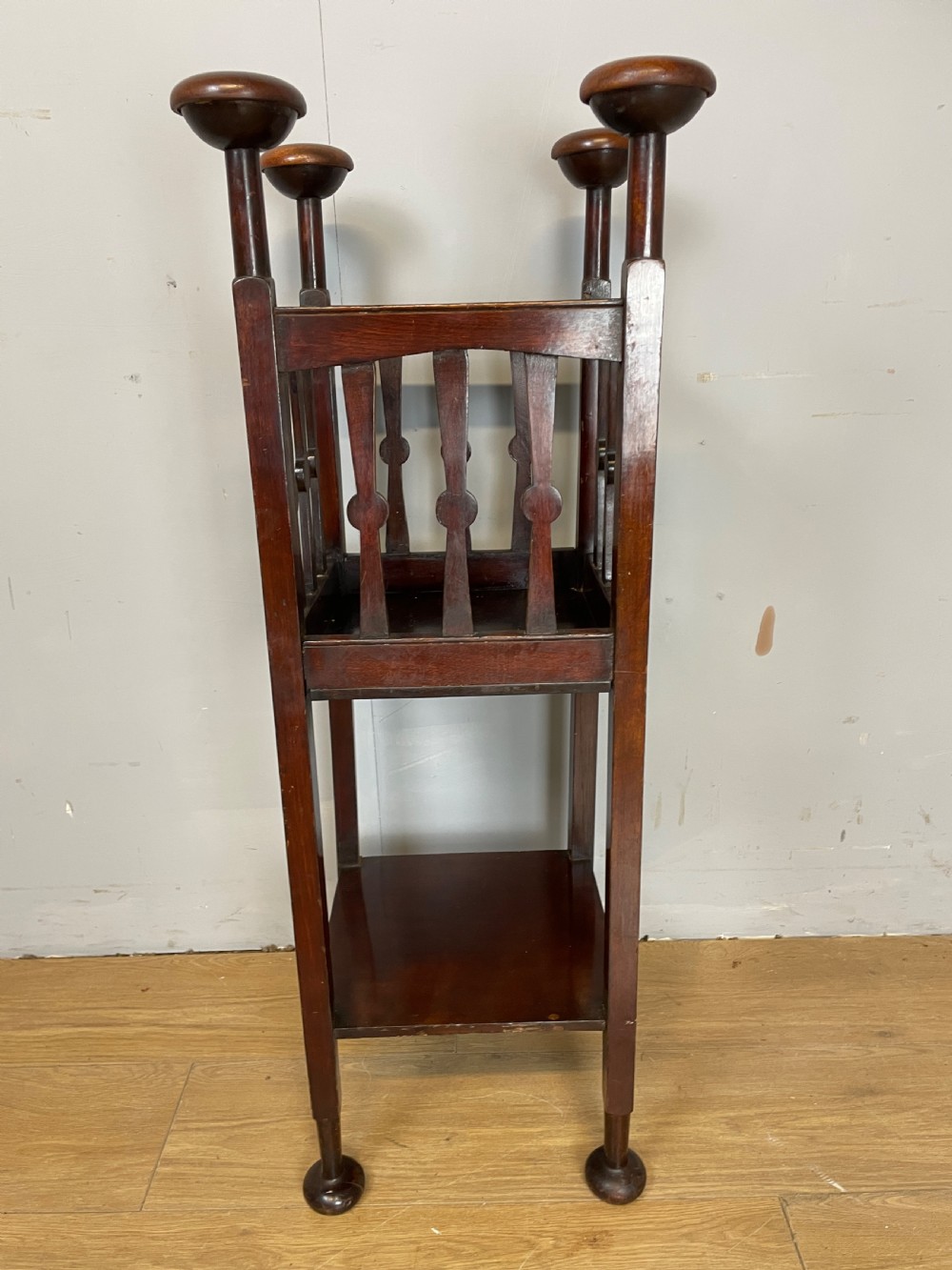 Arts and crafts stylised mahogany jardiniere stand  View IX