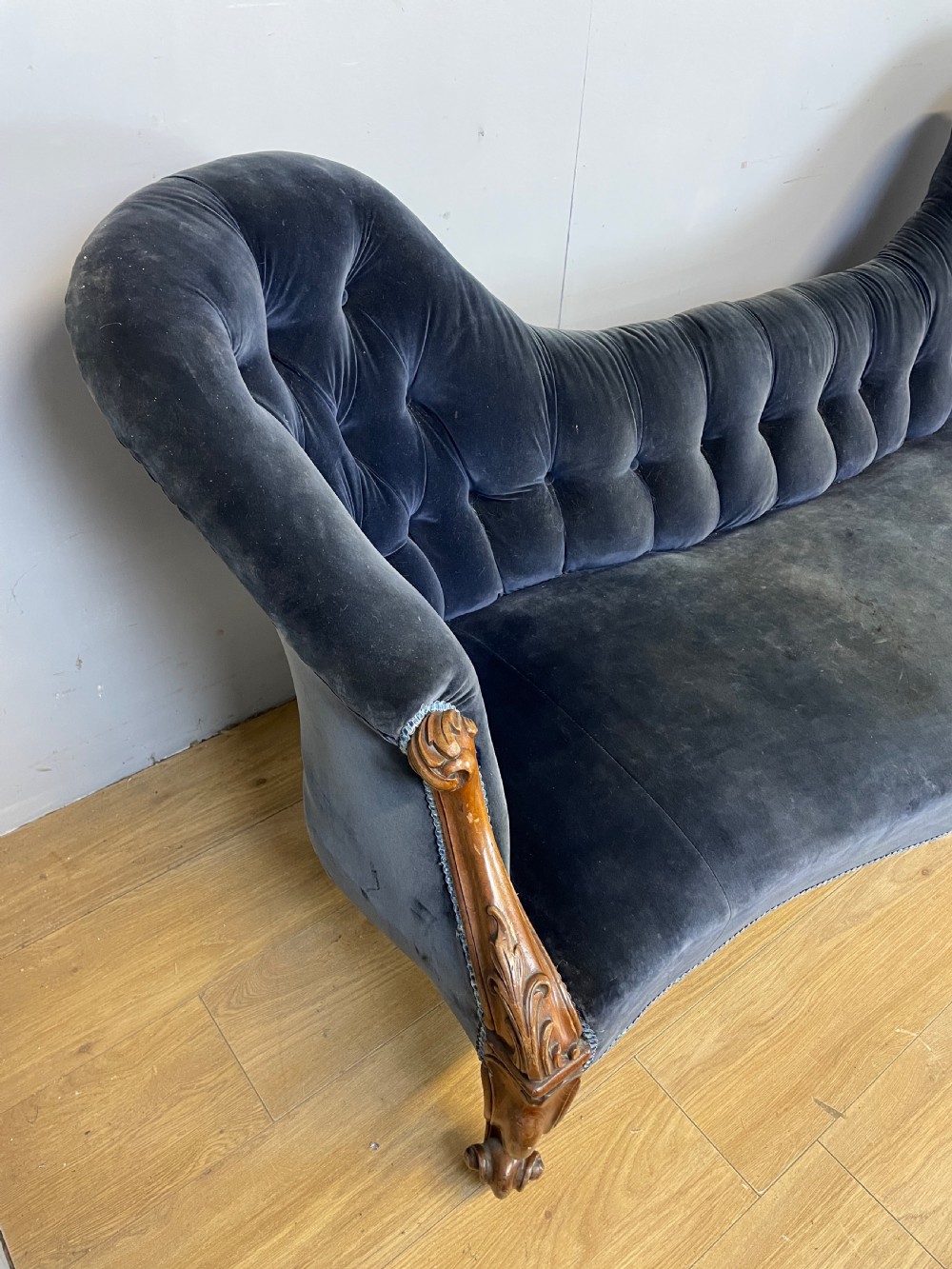 C19TH walnut framed deep buttoned sofa  View IV