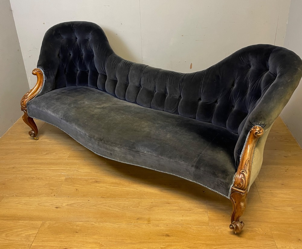 C19TH walnut framed deep buttoned sofa  View V