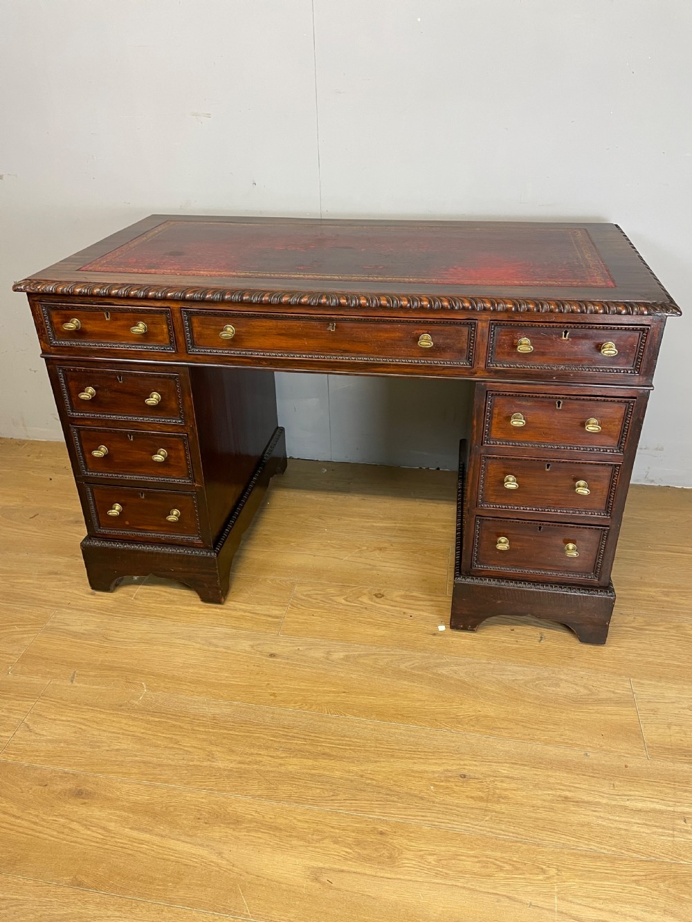 C19TH mahogany three part desk 