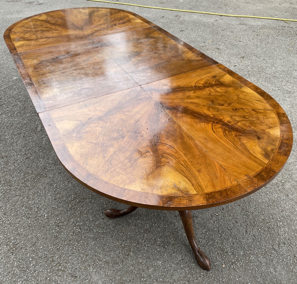 Edwardian three pillar flame mahogany 8 seater dining table  View III