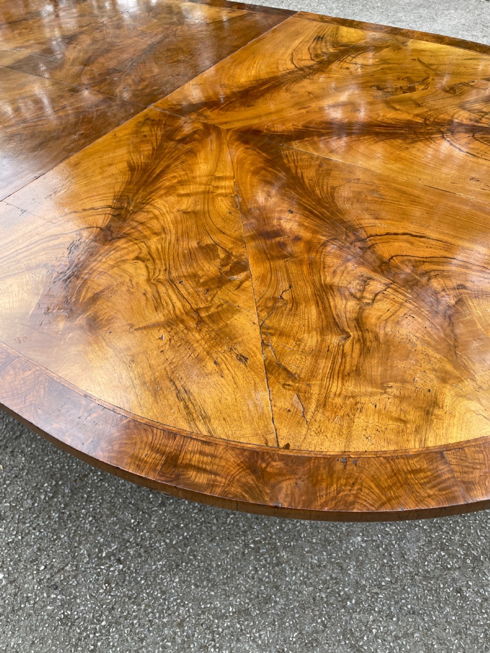 Edwardian three pillar flame mahogany 8 seater dining table  View V