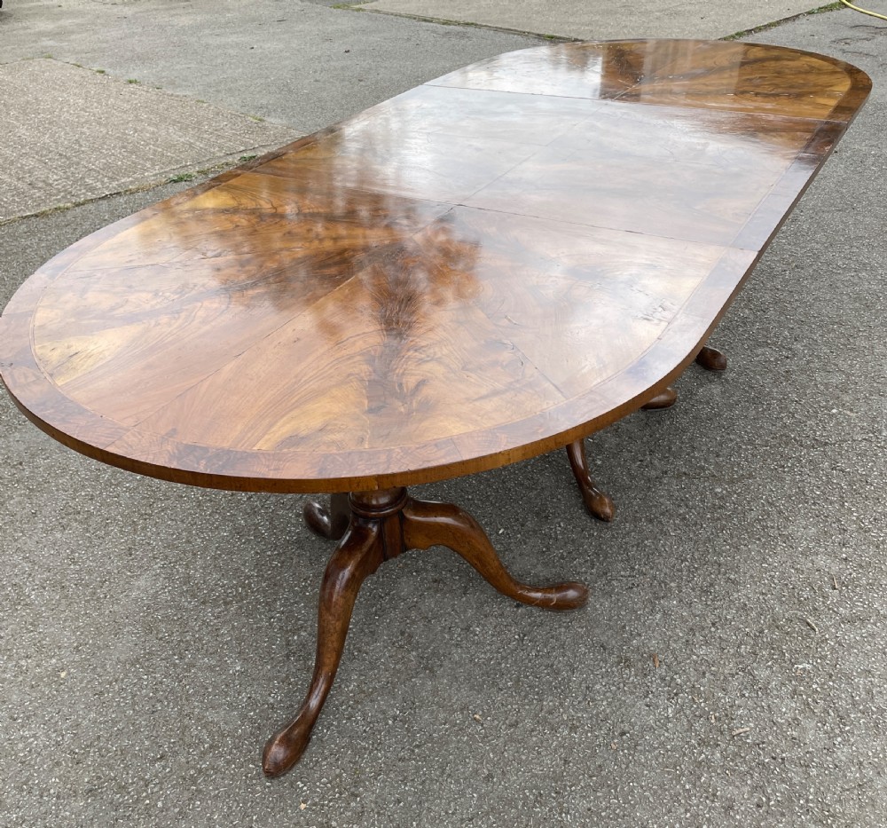 Edwardian three pillar flame mahogany 8 seater dining table  View VI