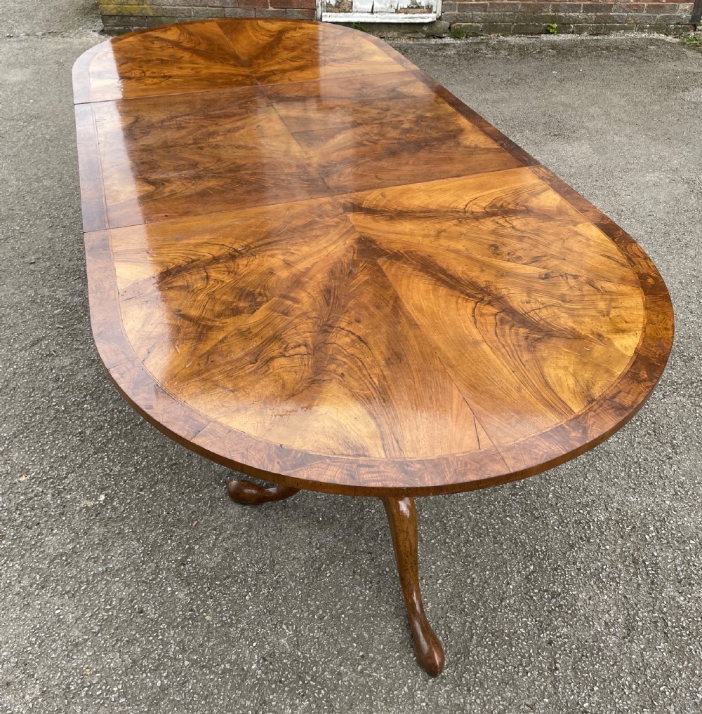 Edwardian three pillar flame mahogany 8 seater dining table  View VIII