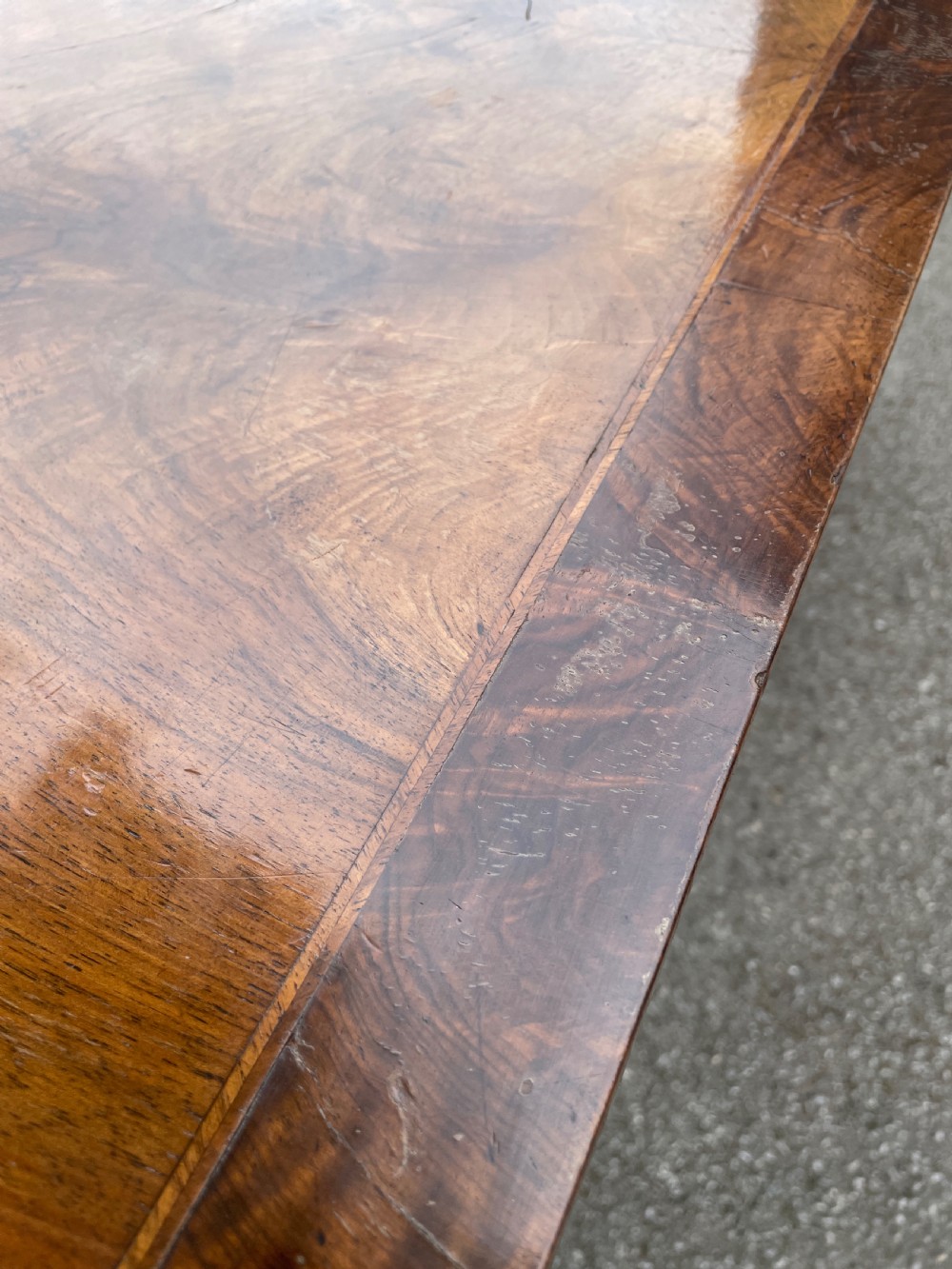 Edwardian three pillar flame mahogany 8 seater dining table  View IX
