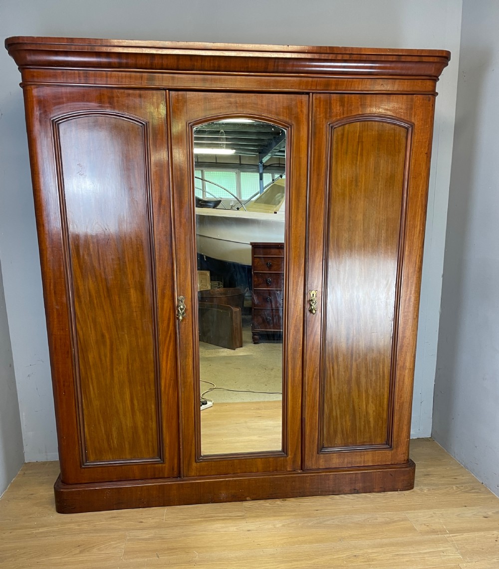 Mahogany triple wardrobe in original condition circa 1870