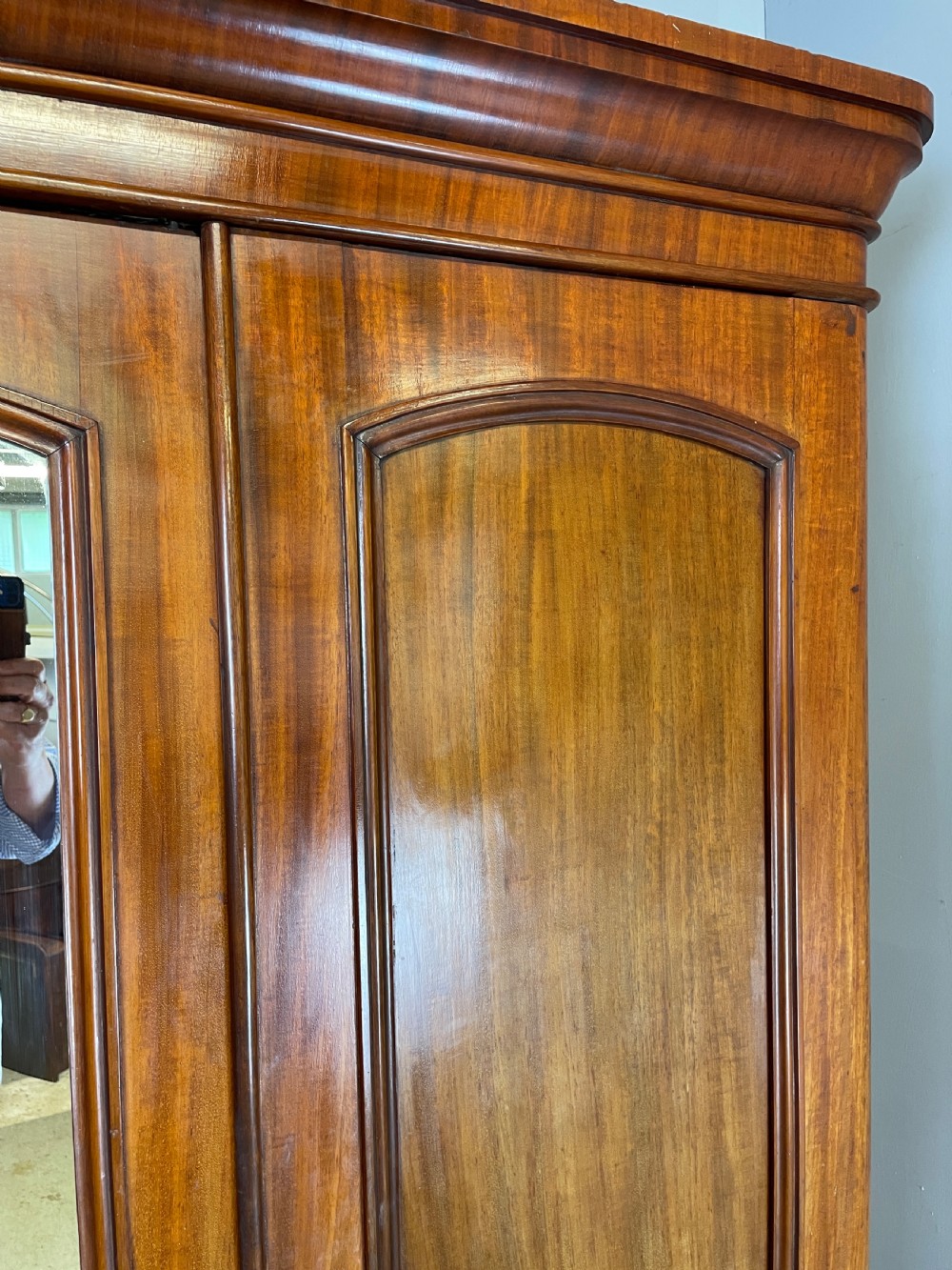 Mahogany triple wardrobe in original condition circa 1870 View V