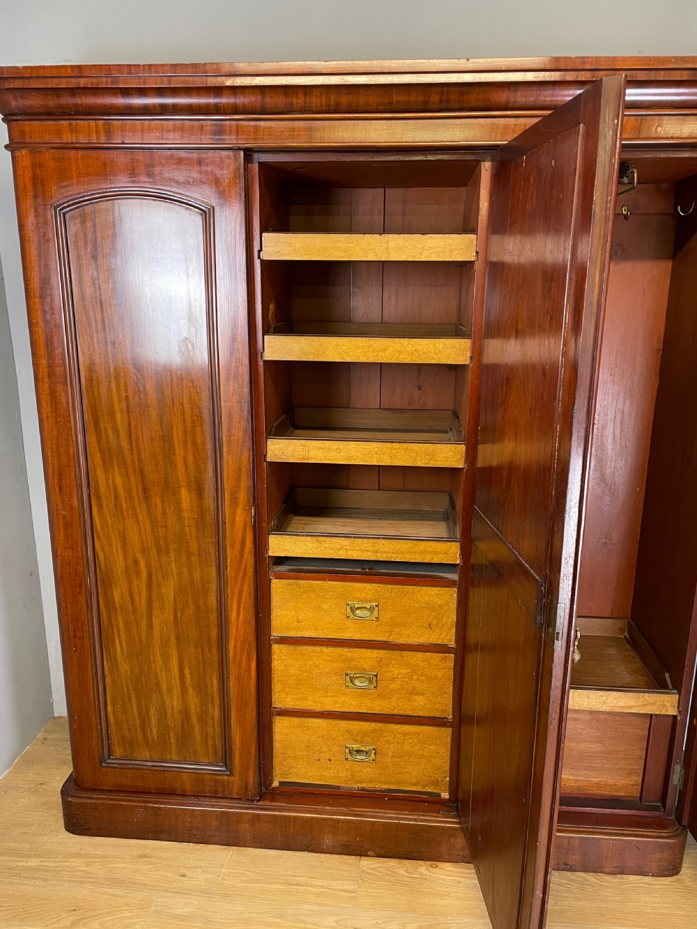 Mahogany triple wardrobe in original condition circa 1870 View IX