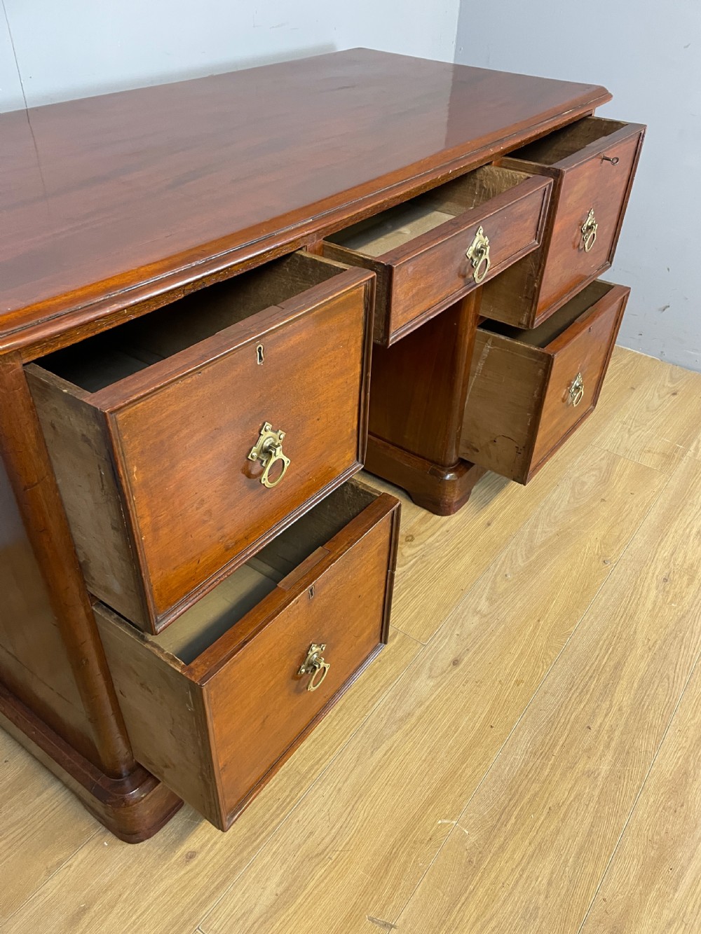 C19TH mahogany kneehole gothic desk with provenance  View VI