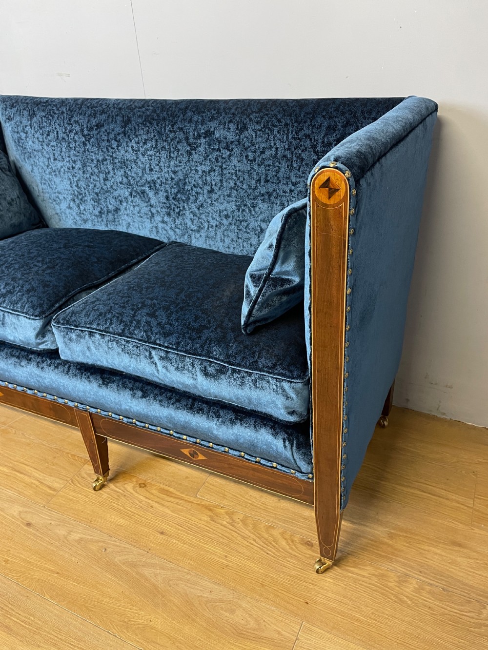 Georgian inlaid mahogany framed sofa circa 1810 View II