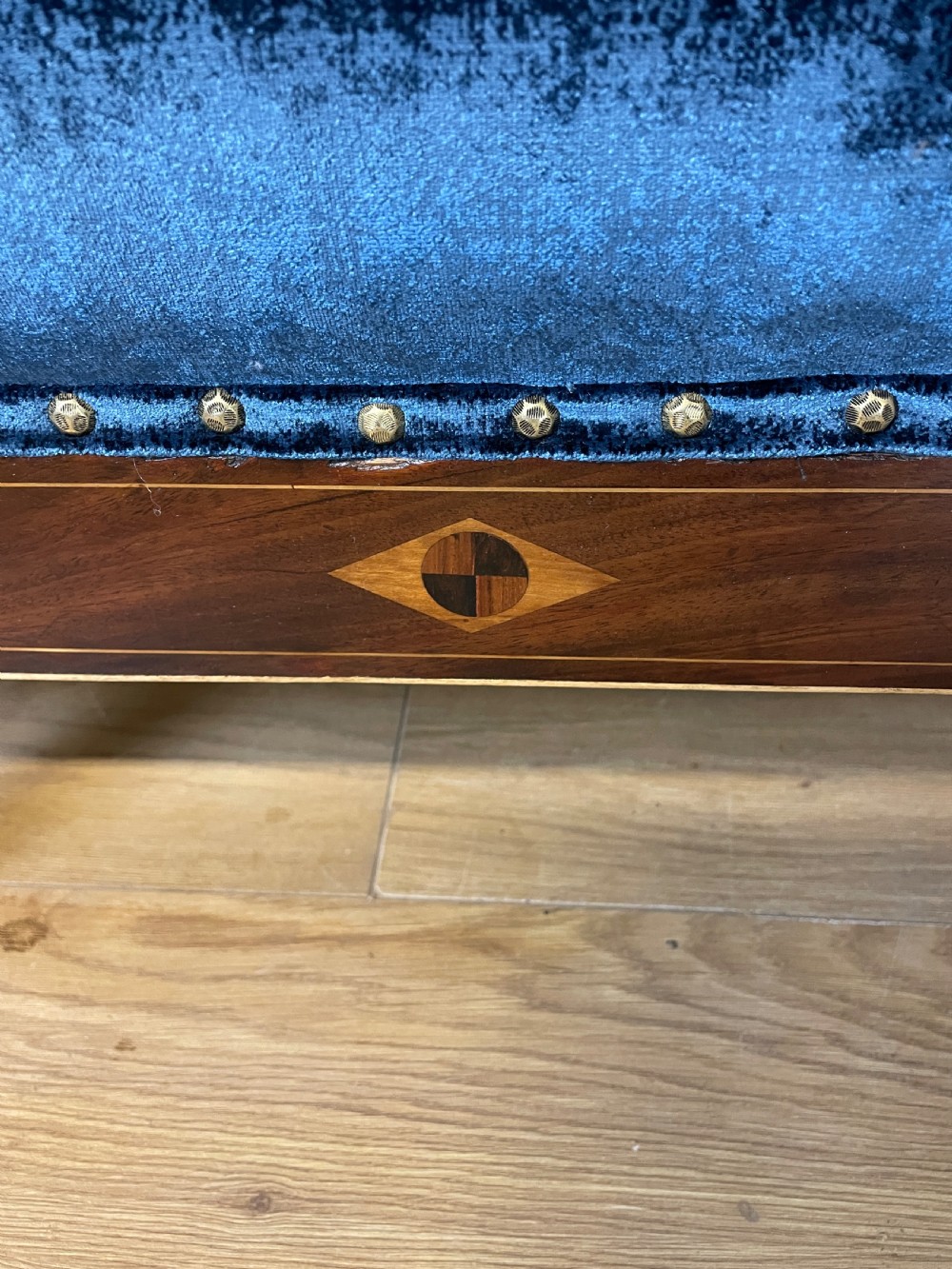 Georgian inlaid mahogany framed sofa circa 1810 View IV