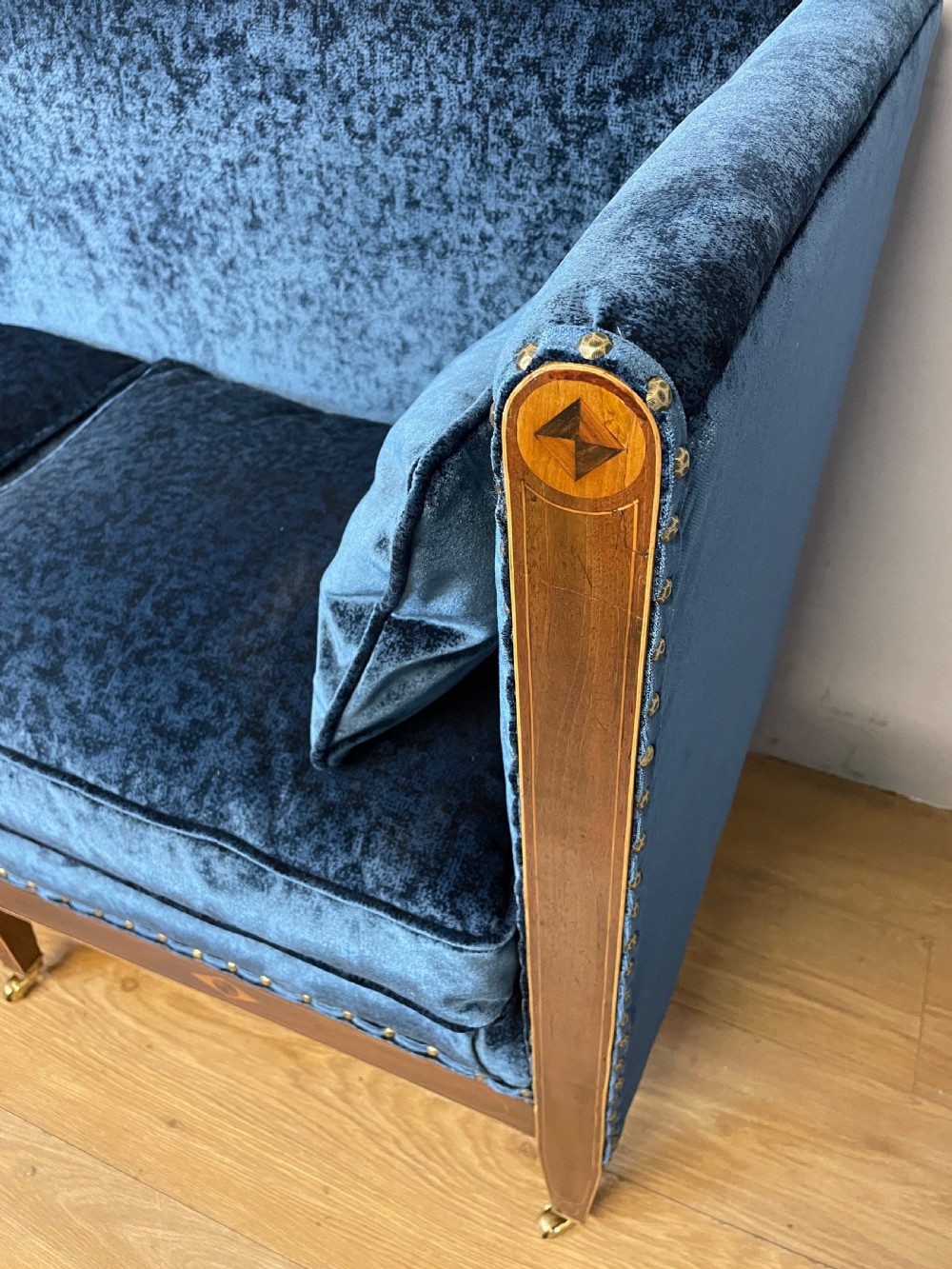 Georgian inlaid mahogany framed sofa circa 1810 View V