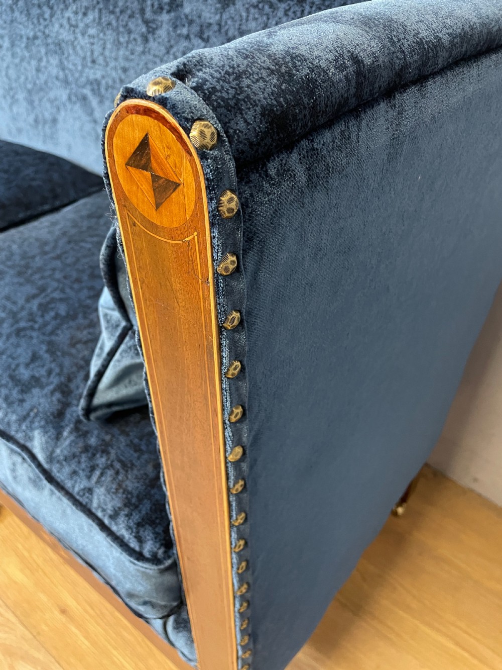 Georgian inlaid mahogany framed sofa circa 1810 View XIII
