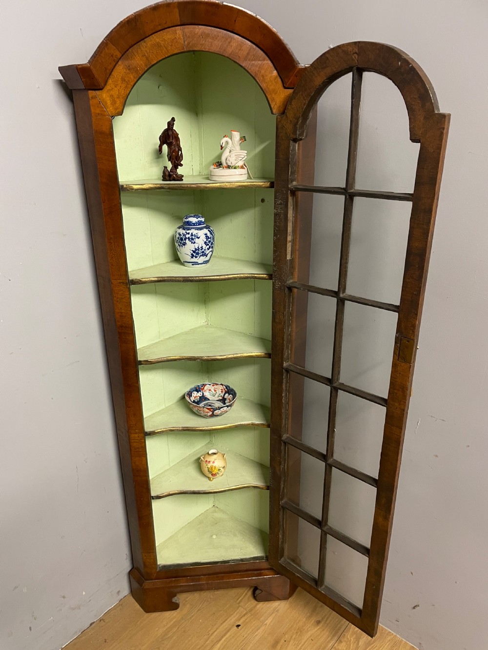 C19TH walnut freestanding corner cupboard  View V