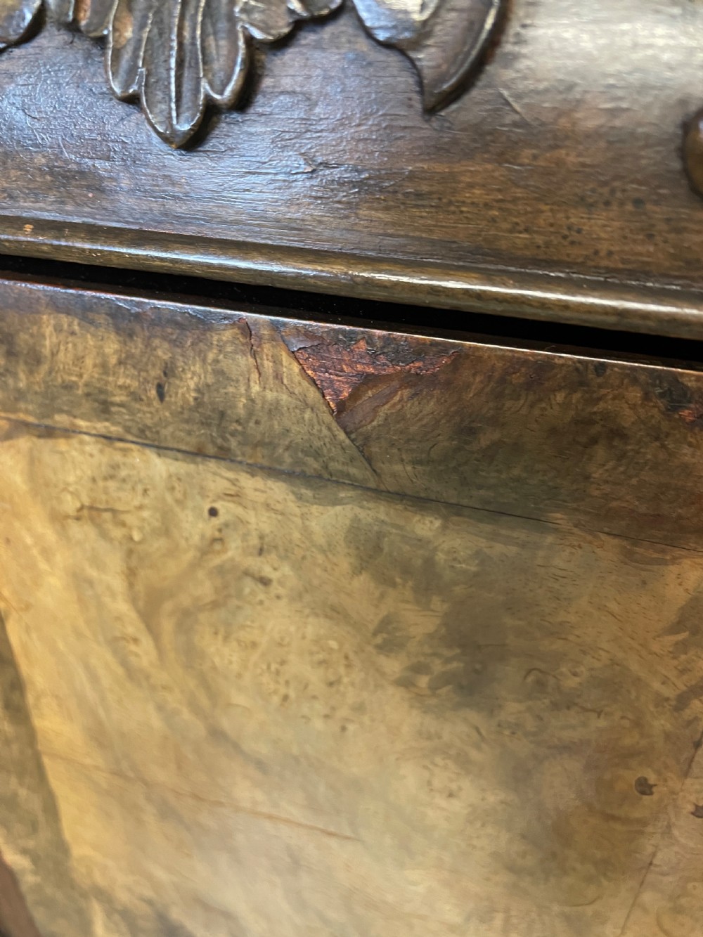 Burr walnut three door side cabinet circa 1920 View VIII