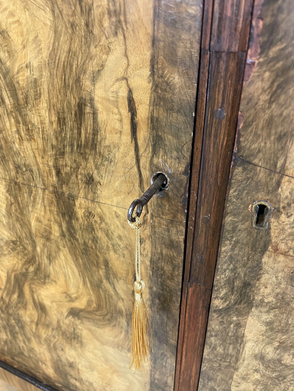Burr walnut three door side cabinet circa 1920 View XII