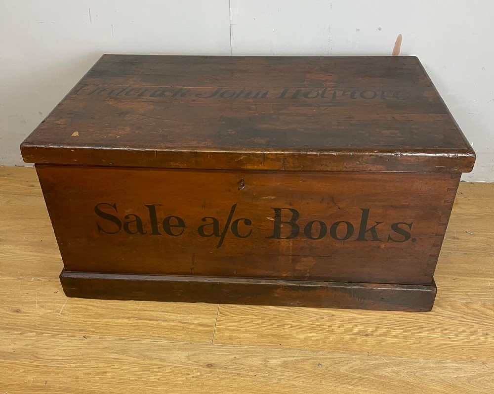 C19TH painted pine box with key 