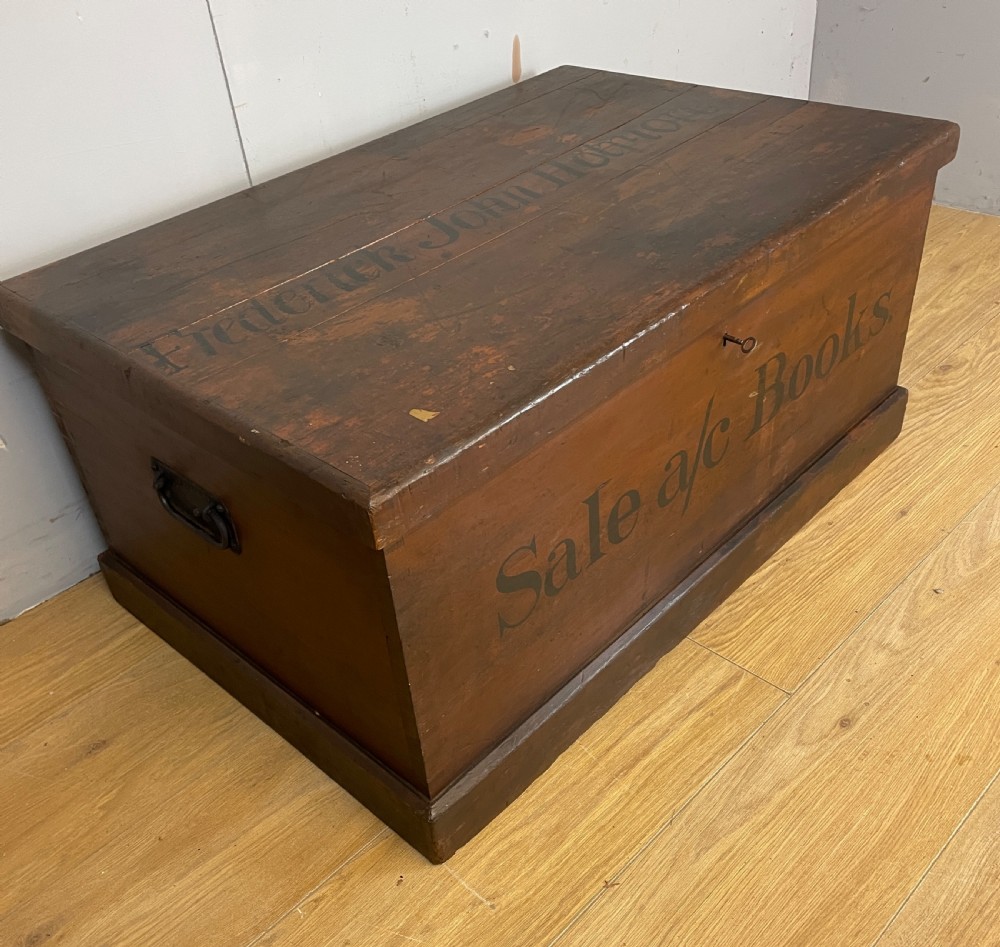 C19TH painted pine box with key  View II