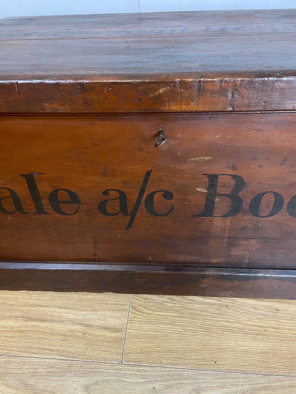 C19TH painted pine box with key  View VI