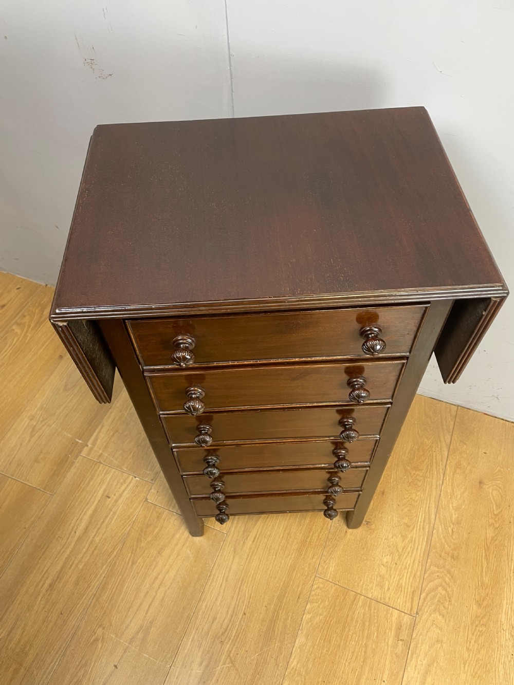 Edwardian six drawer cabinet with drop flap top  View III