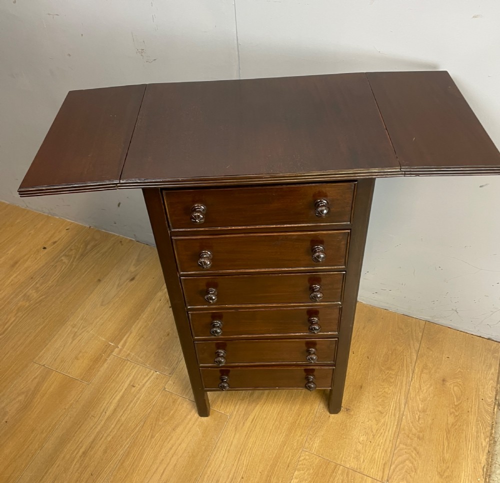 Edwardian six drawer cabinet with drop flap top  View VI