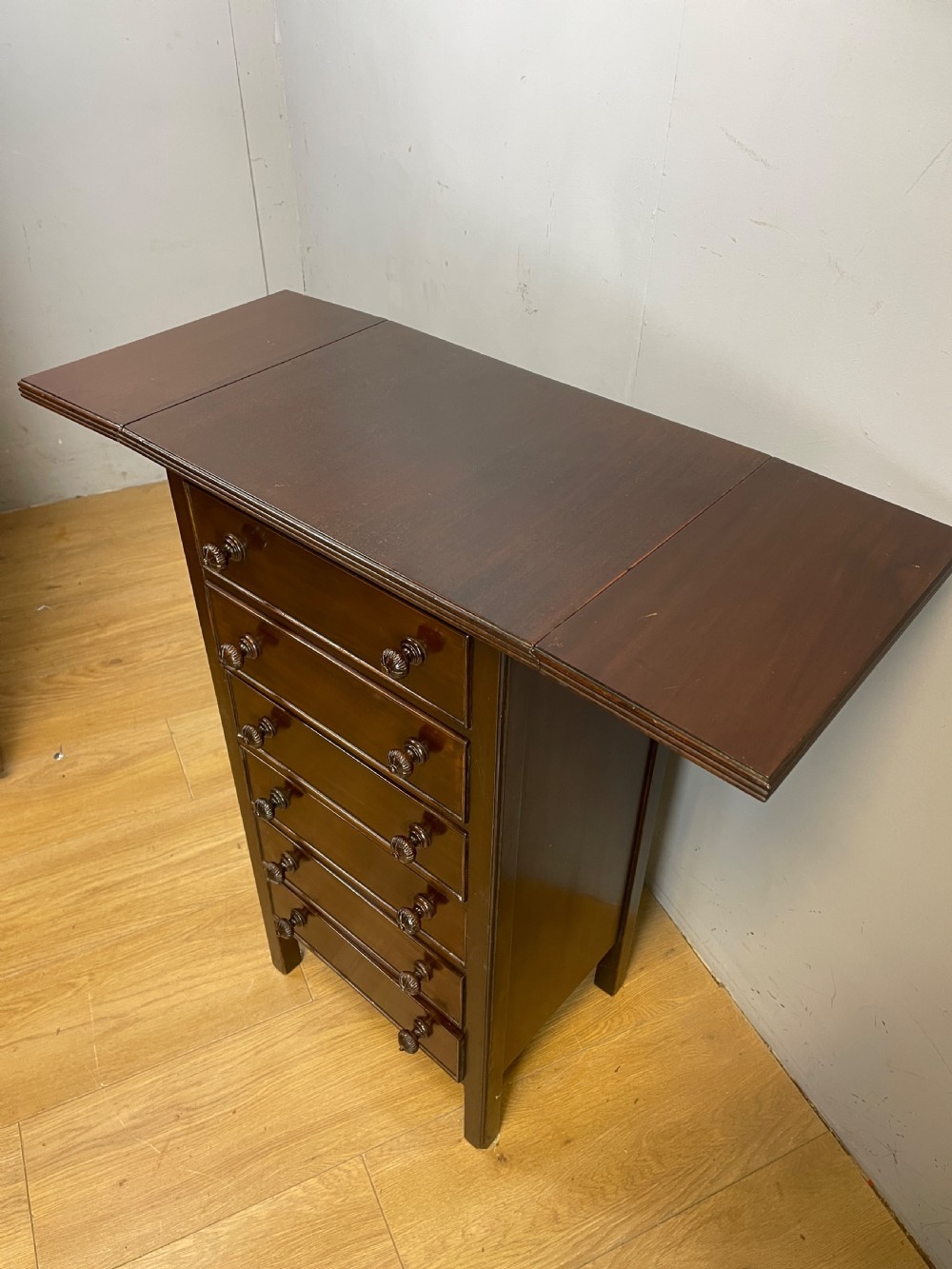 Edwardian six drawer cabinet with drop flap top  View VII