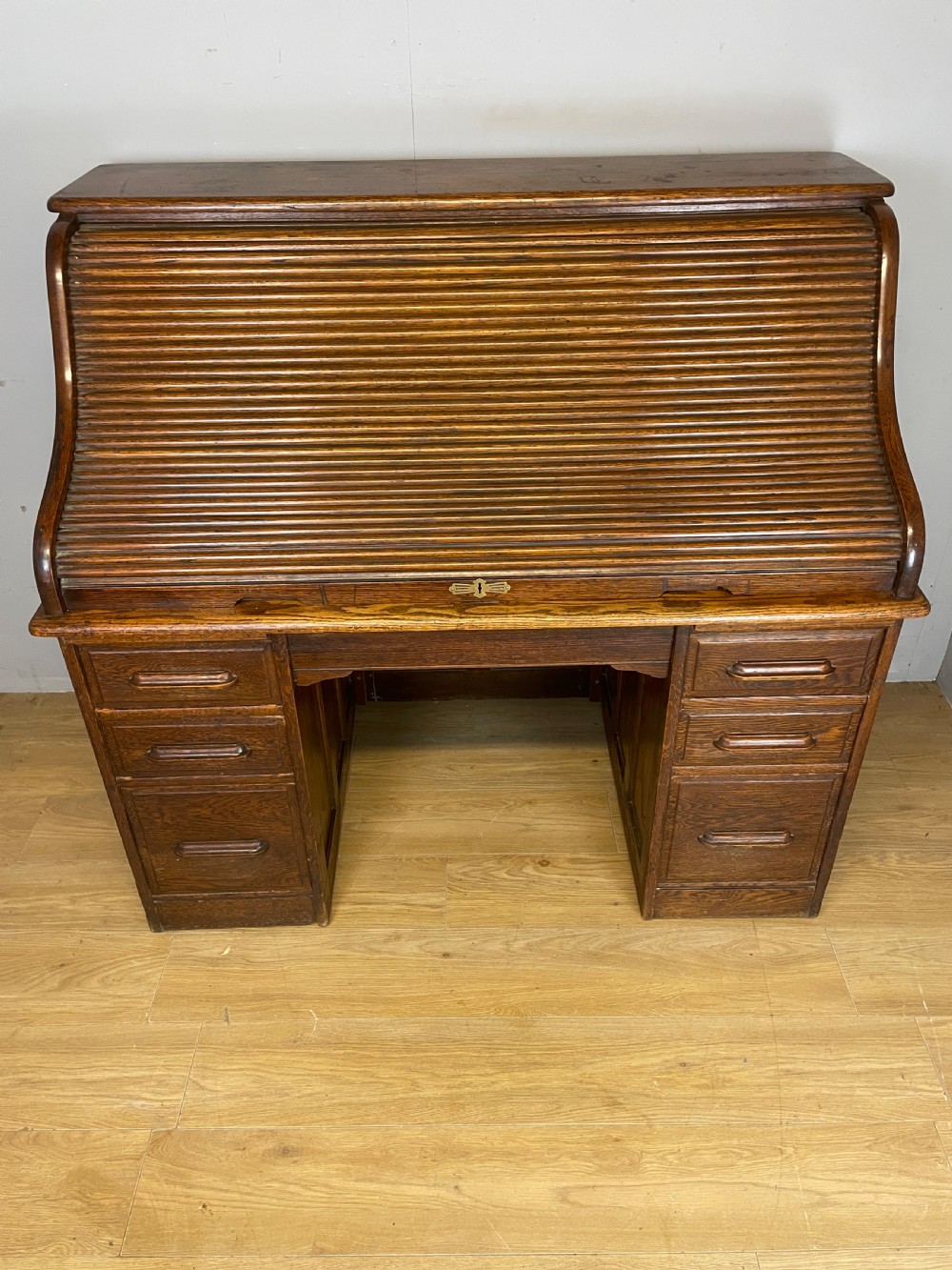 Edwardian oak roll top desk  View II