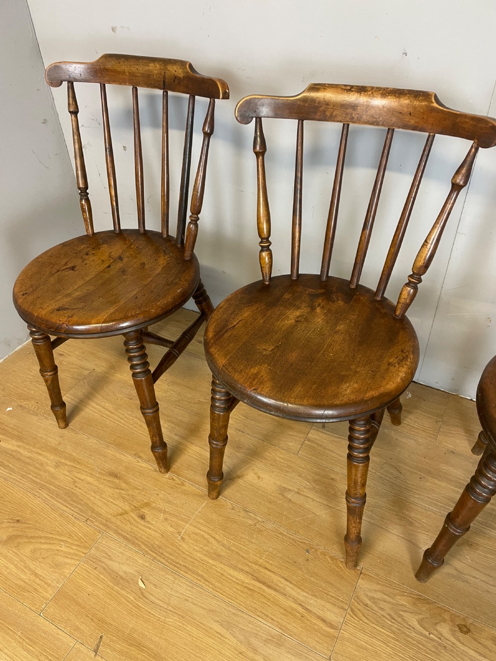 Set of 4 Edwardian ibex penny chairs  View II