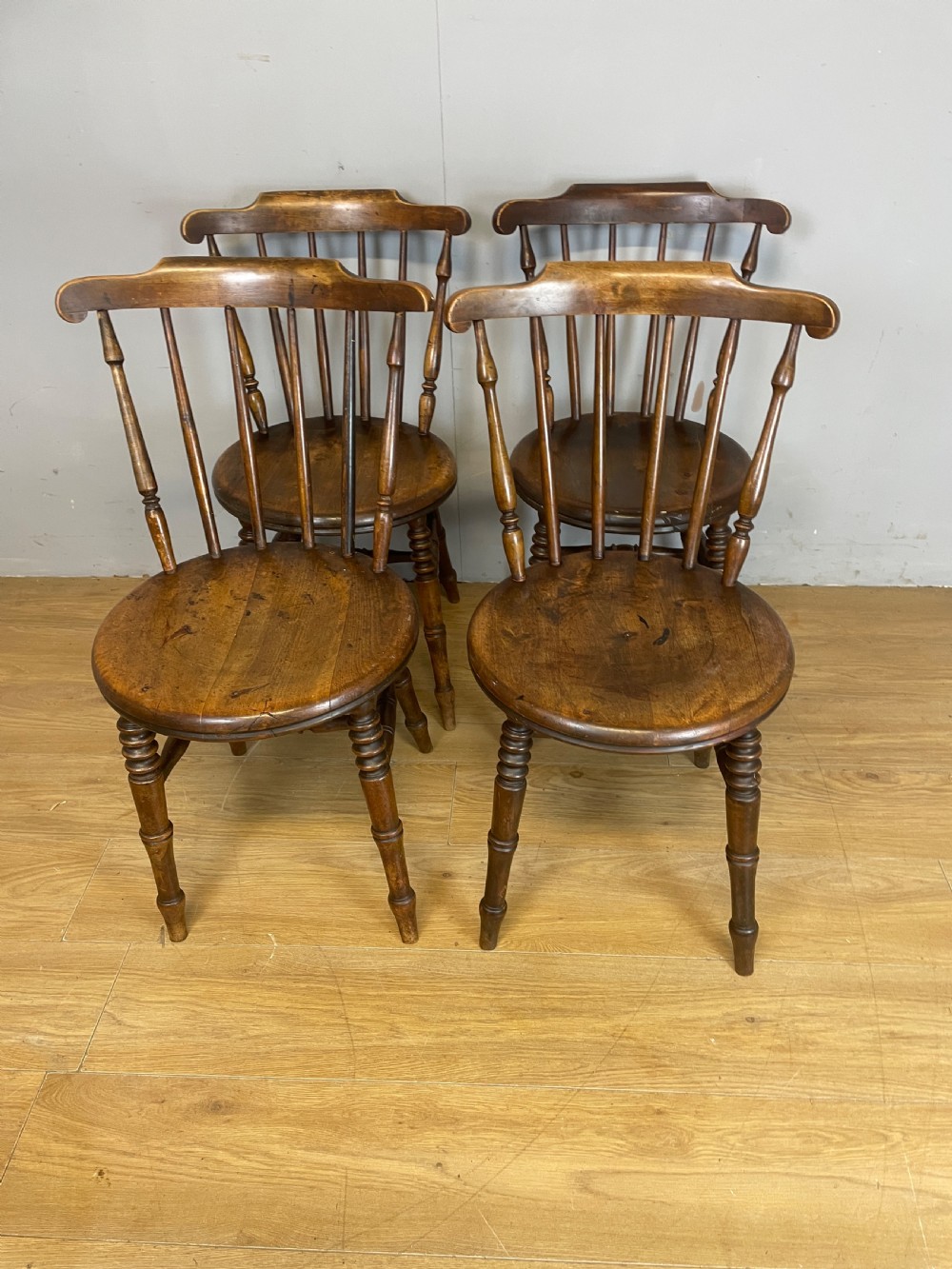 Set of 4 Edwardian ibex penny chairs  View IX