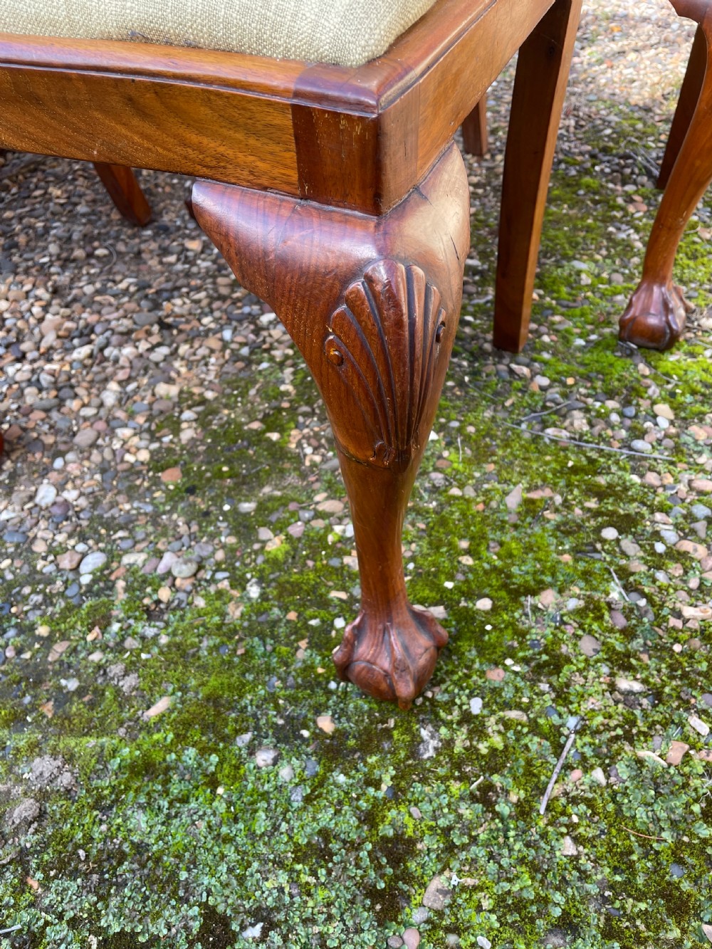 Set of six solid walnut Queen Anne style dining chairs circa 1900 View IV