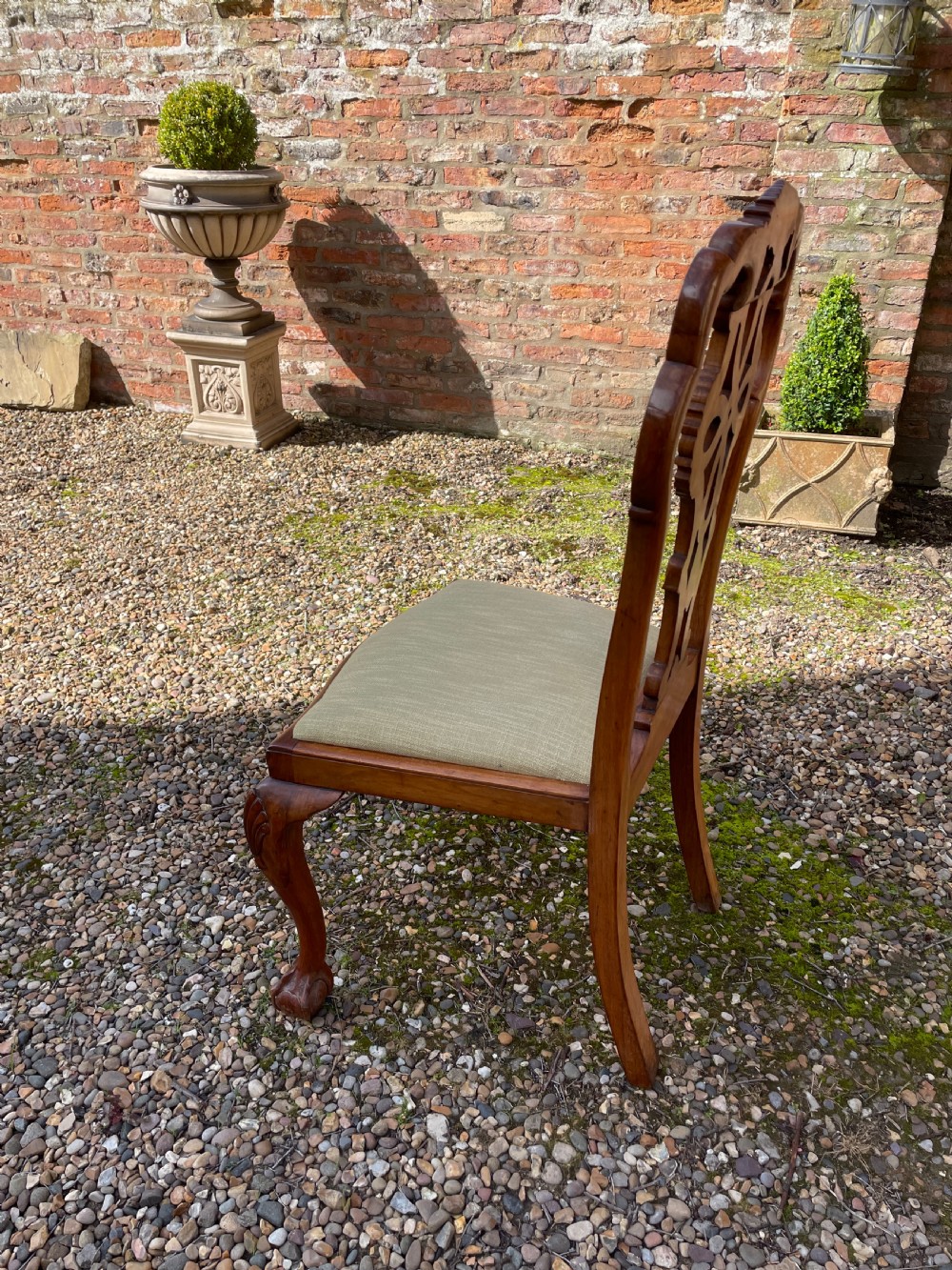 Set of six solid walnut Queen Anne style dining chairs circa 1900 View VI