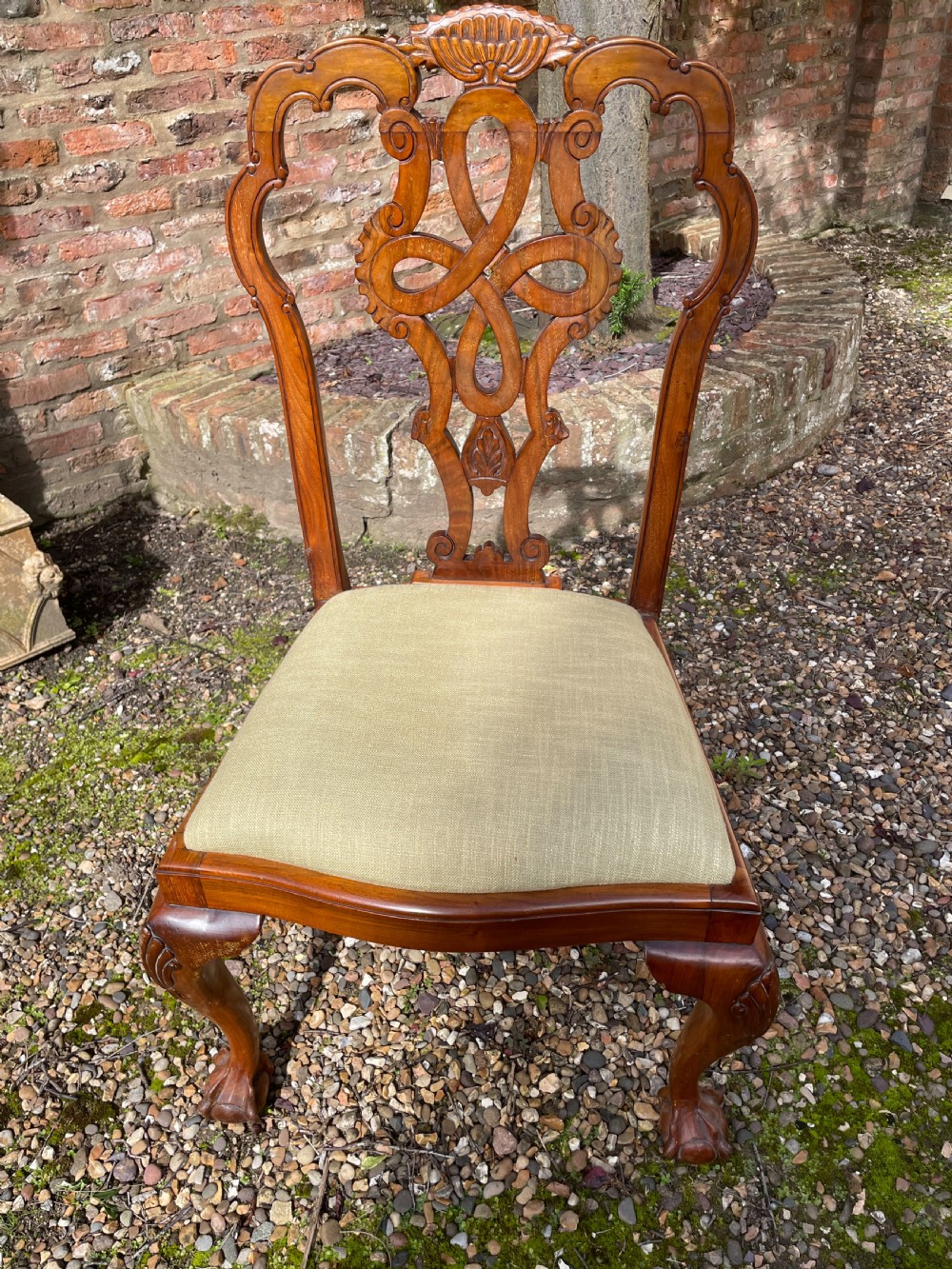 Set of six solid walnut Queen Anne style dining chairs circa 1900 View XIV