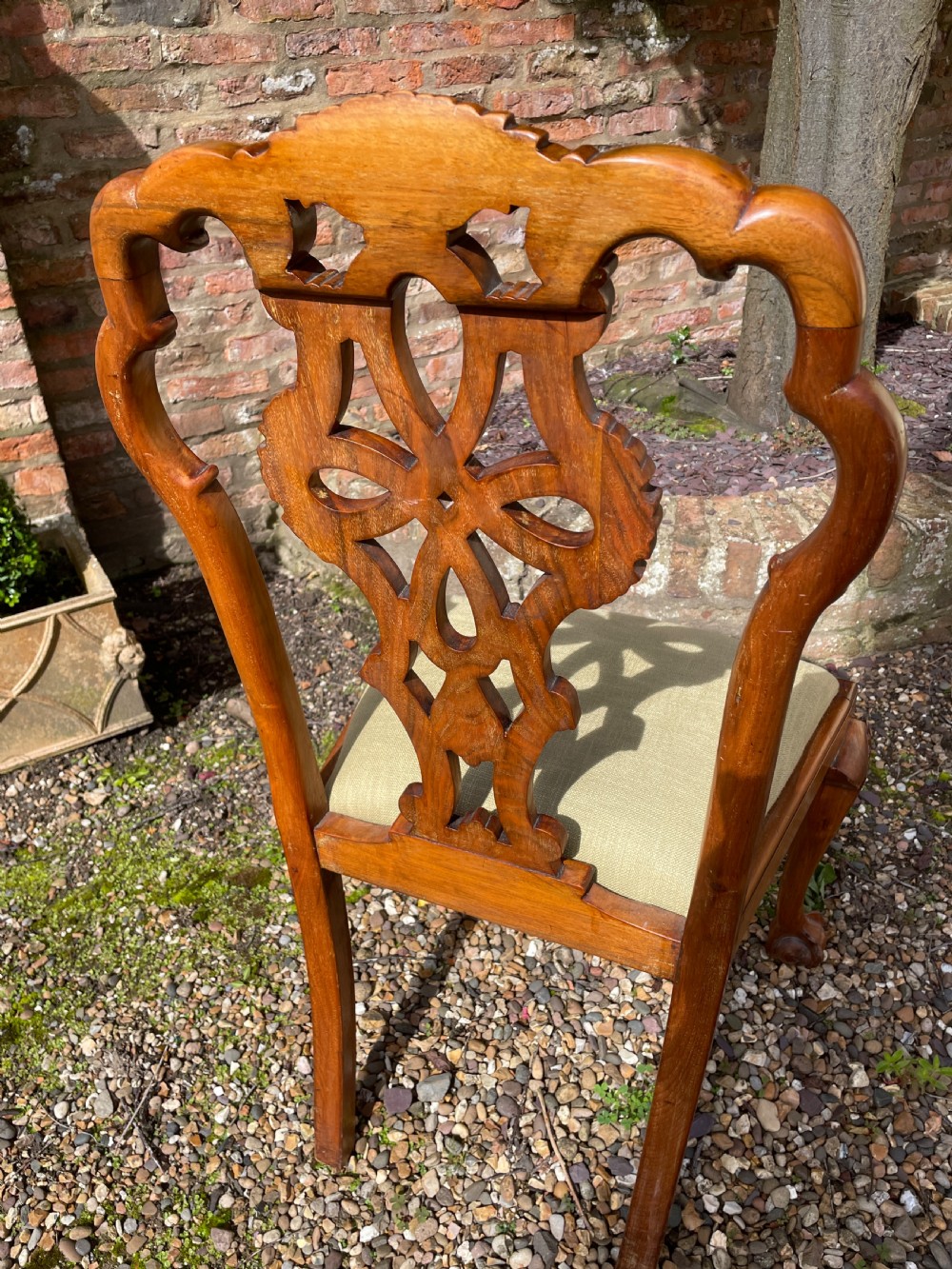 Set of six solid walnut Queen Anne style dining chairs circa 1900 View XVI